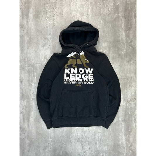Vintage Stussy Knowledge Spellout Graphic Hooded Sweatshirt Size Small