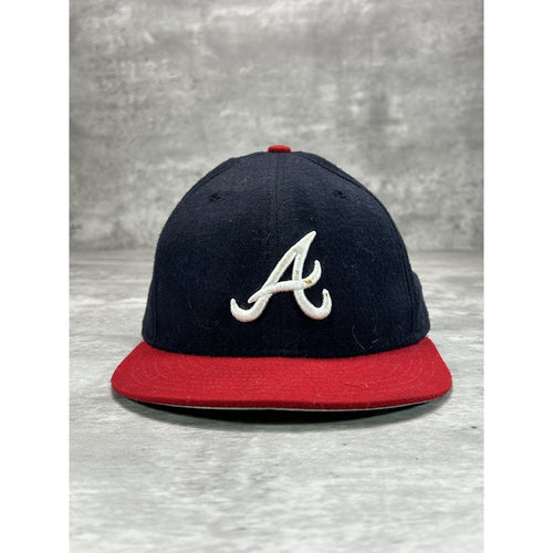 Atlanta Braves MLB Embroidered Logo Baseball Fitted Hat 7 3/8 Navy/Red