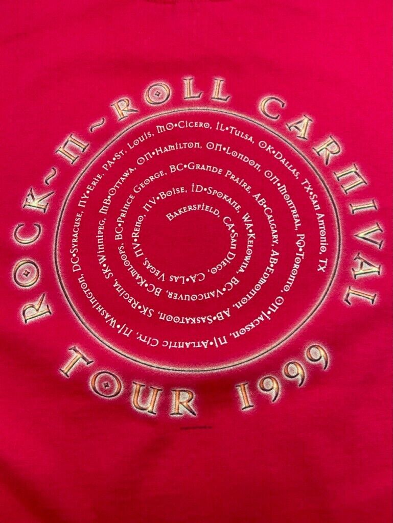 Vintage 1999 Alice Cooper Rock N' Roll Carnival Tour Rock Music T-Shirt Size XL