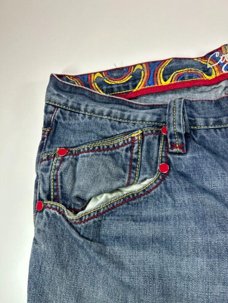 Vintage Y2K COOGI Jeans Baggy Fit Medium Wash Embroidered Denim Pants Size 39