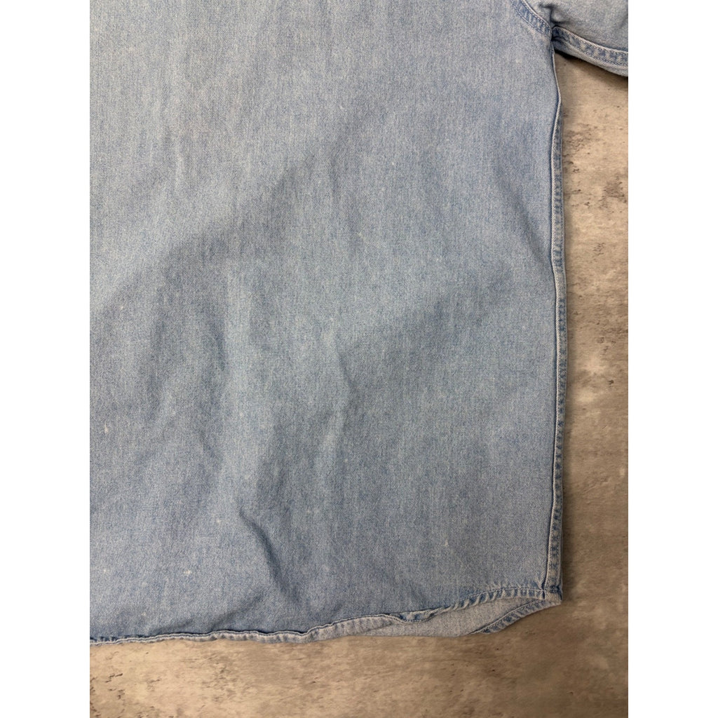 Vintage Harley Davidson Embroidered Light Wash Denim Button Up Shirt Size Large