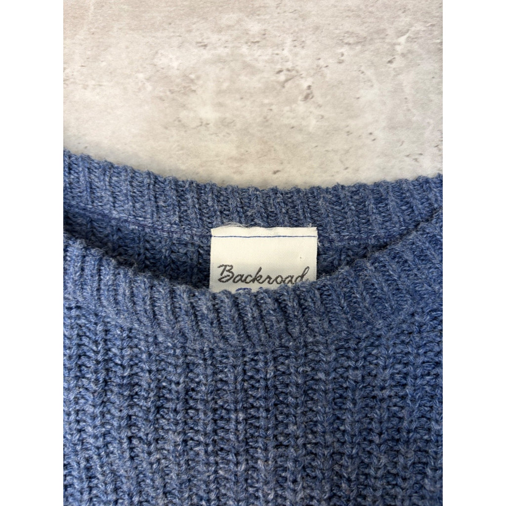 Vintage Backroad Blues Ribbed Pullover Blue Knit Sweater Size XL
