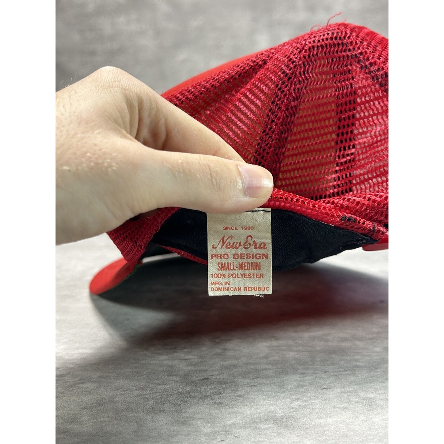 Vintage 80s Old English N Graphic Trucker Snapback Hat OSFA Red