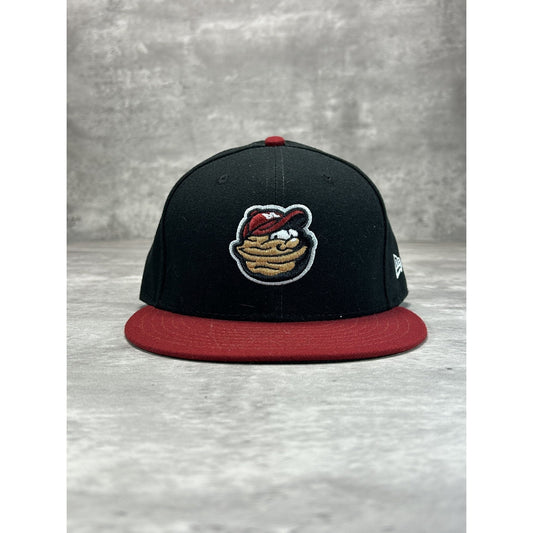 Modesto Nuts MiLB Embroidered Logo Baseball Fitted Hat 7 1/2 Black/Red
