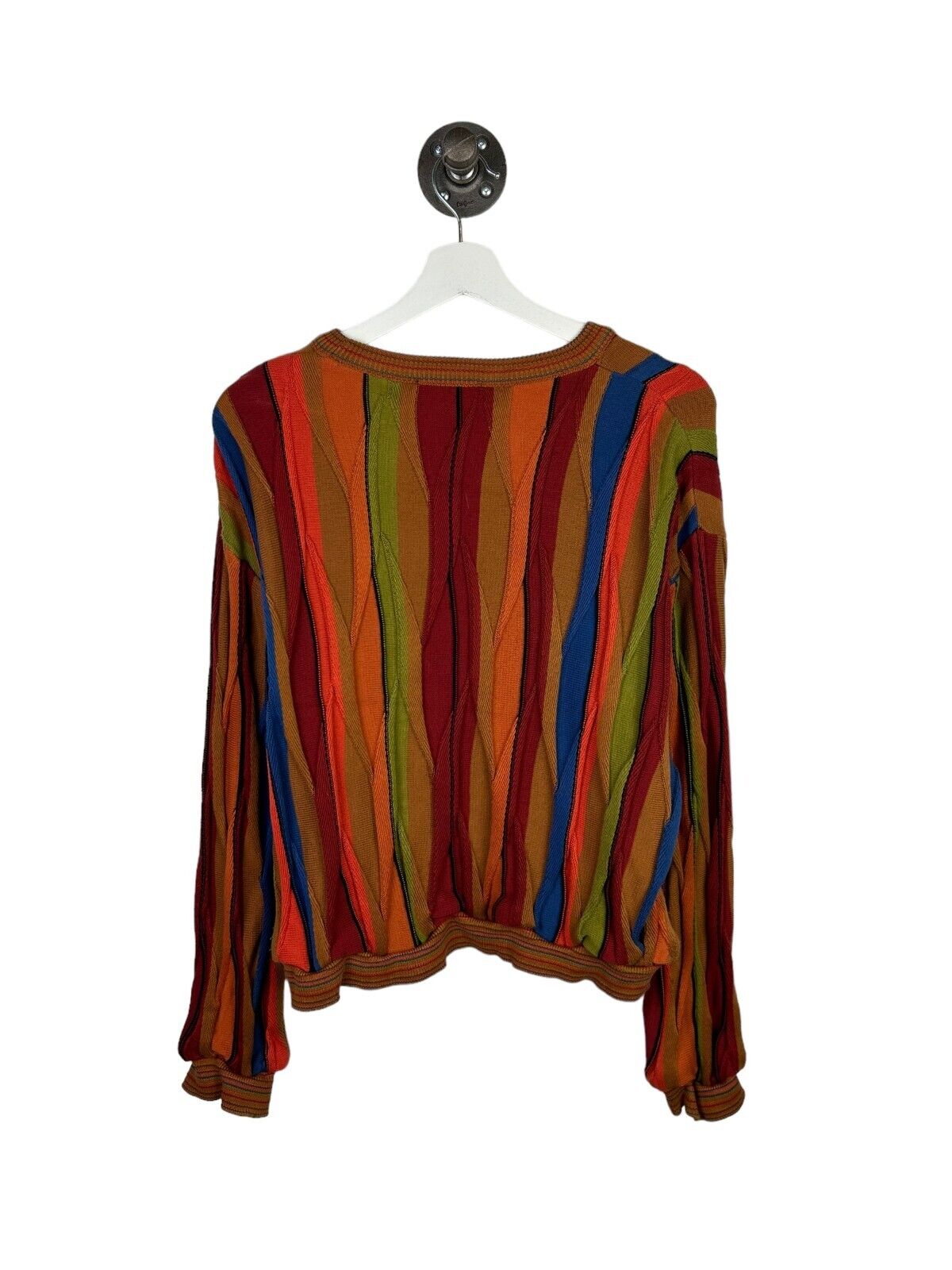 Vintage 90s Tosani Coogi Style Absrtact Cropped 3D Knit Sweater Size Small