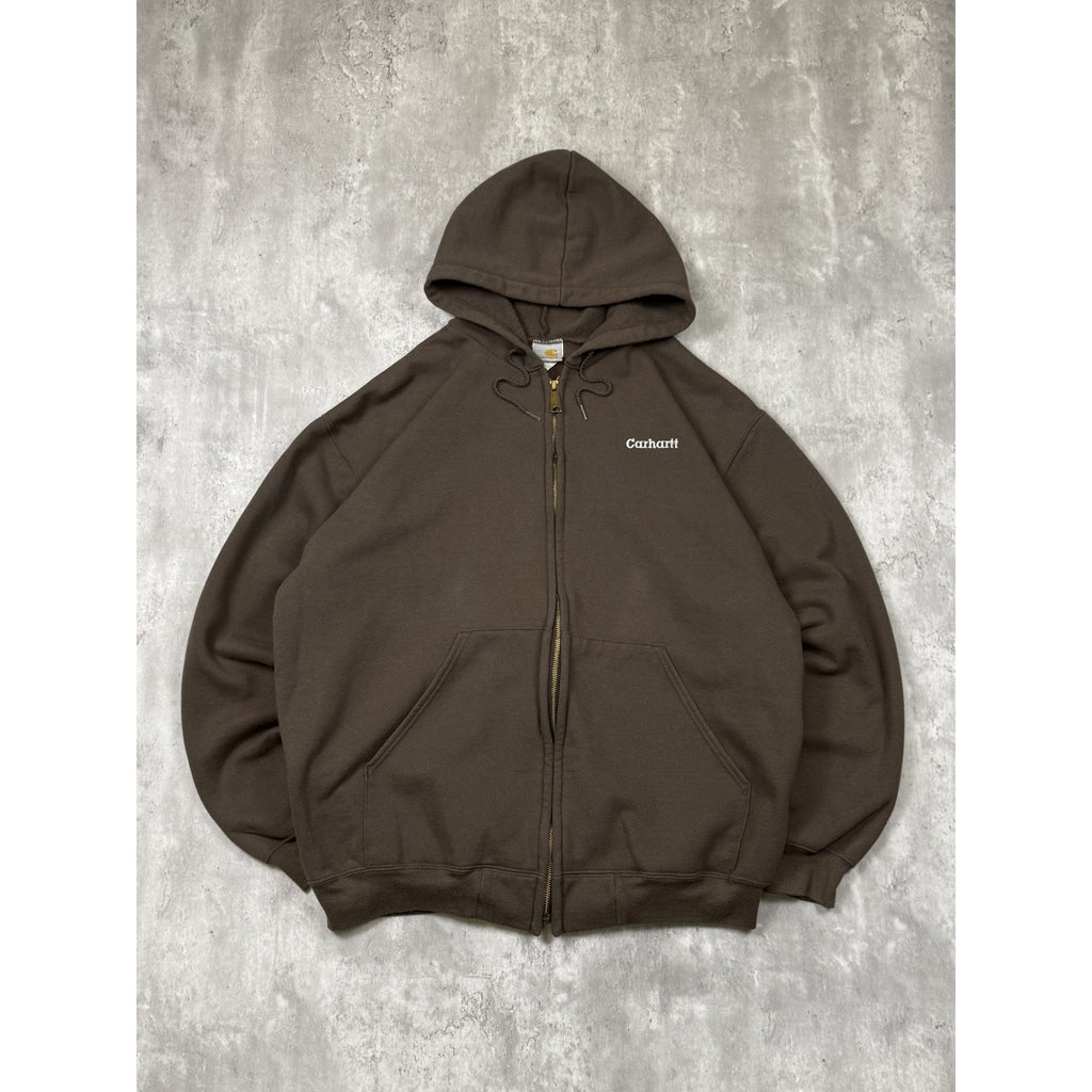 Vintage Carhartt Embroidered Spellout Full Zip Hooded Sweatshirt Size XL