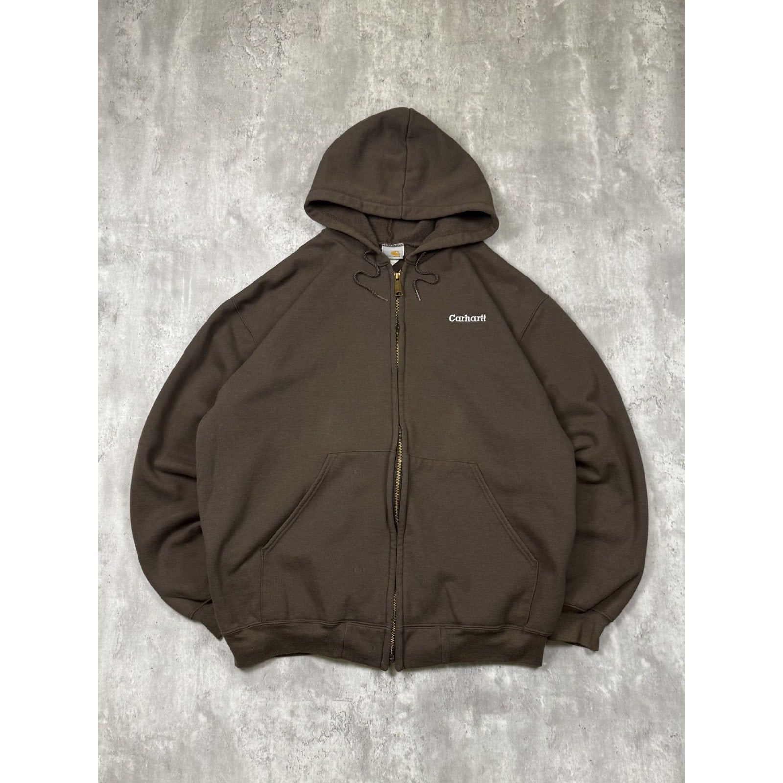 Vintage Carhartt Embroidered Spellout Full Zip Hooded Sweatshirt Size XL