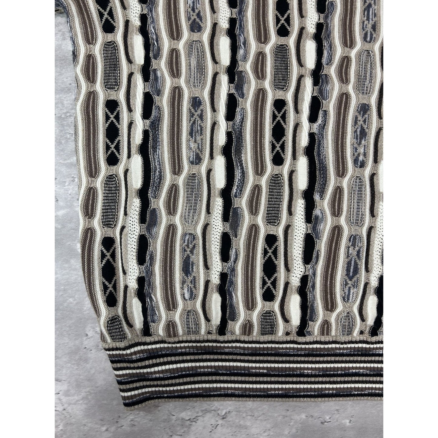 Vintage 90s Fx/Fusion Earth Tone Abstract 3D Pullover Ribbed Knit Sweater Size L