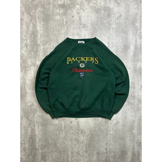Vintage 90s Green Bay Packers NFL NFC Champs Embroidered Sweatshirt Size Medium