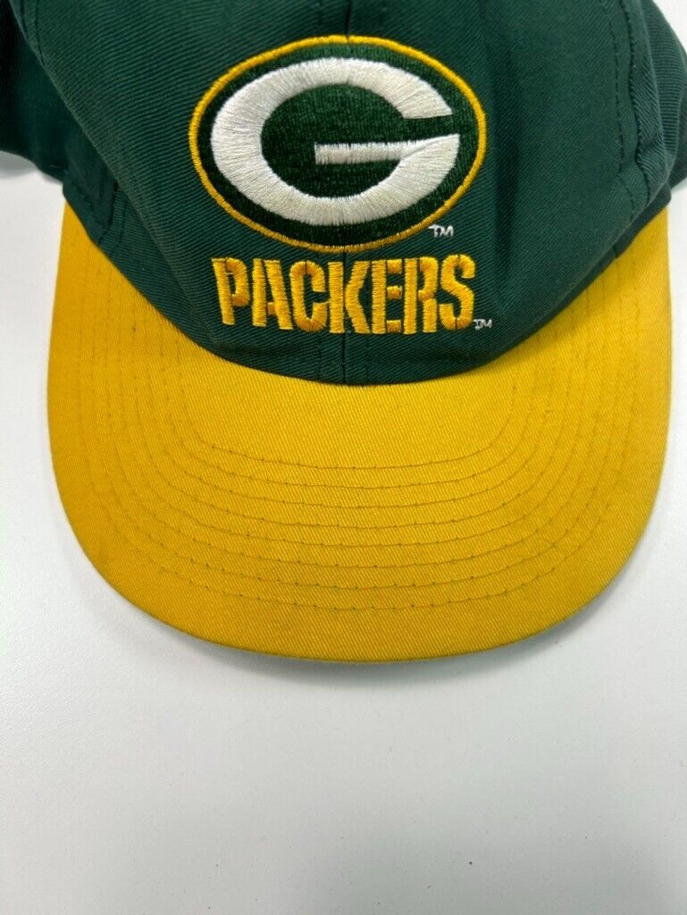 Vintage 90s Green Bay Packers NFL Embroidered Logo Spellout Snapback Hat OSFA