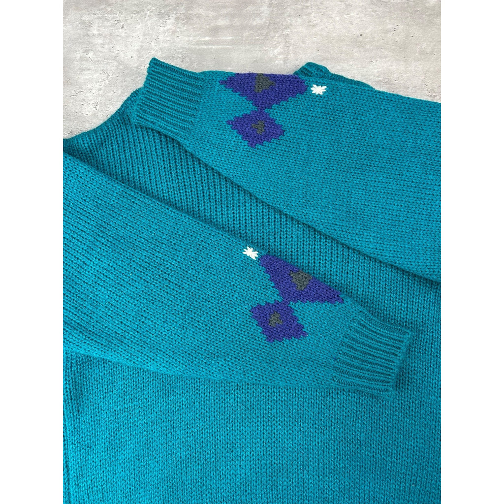 Vintage 80s/90s Sundays Geometric Print Pullover Knit Sweater Size Large