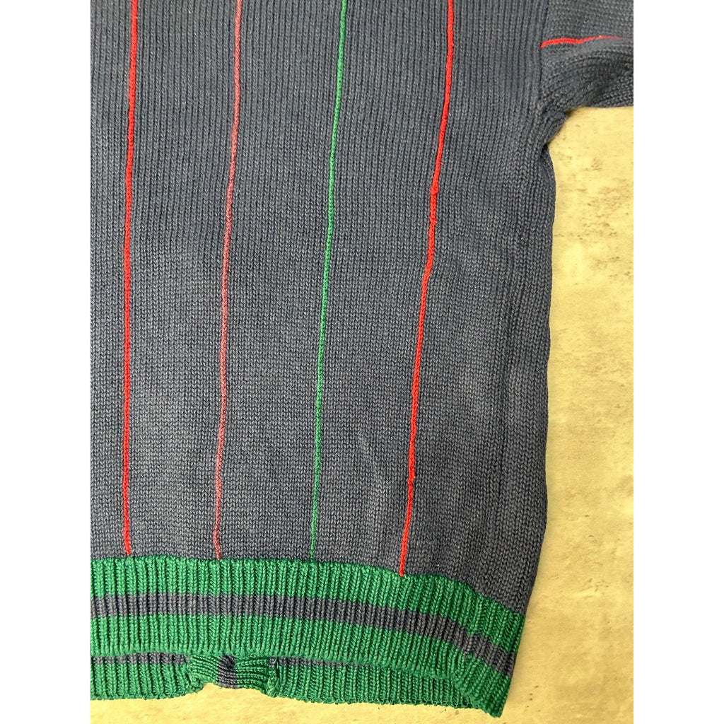 Vintage 80s/90s Striped Button Down Knit Cardigan Sweater Size YOUTH XL