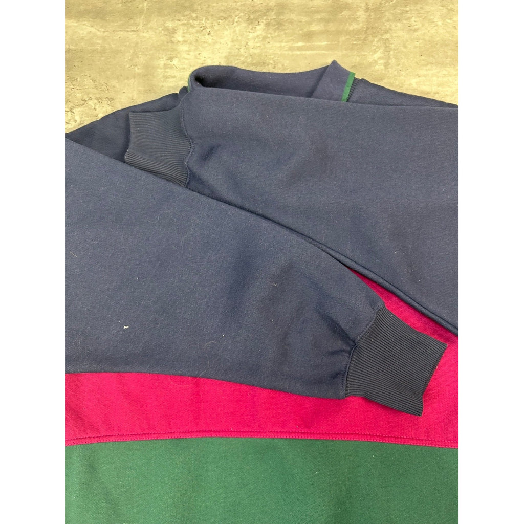 Vintage Steeple Chase Striped Embroidered Crest Collared Sweatshirt Size Medium