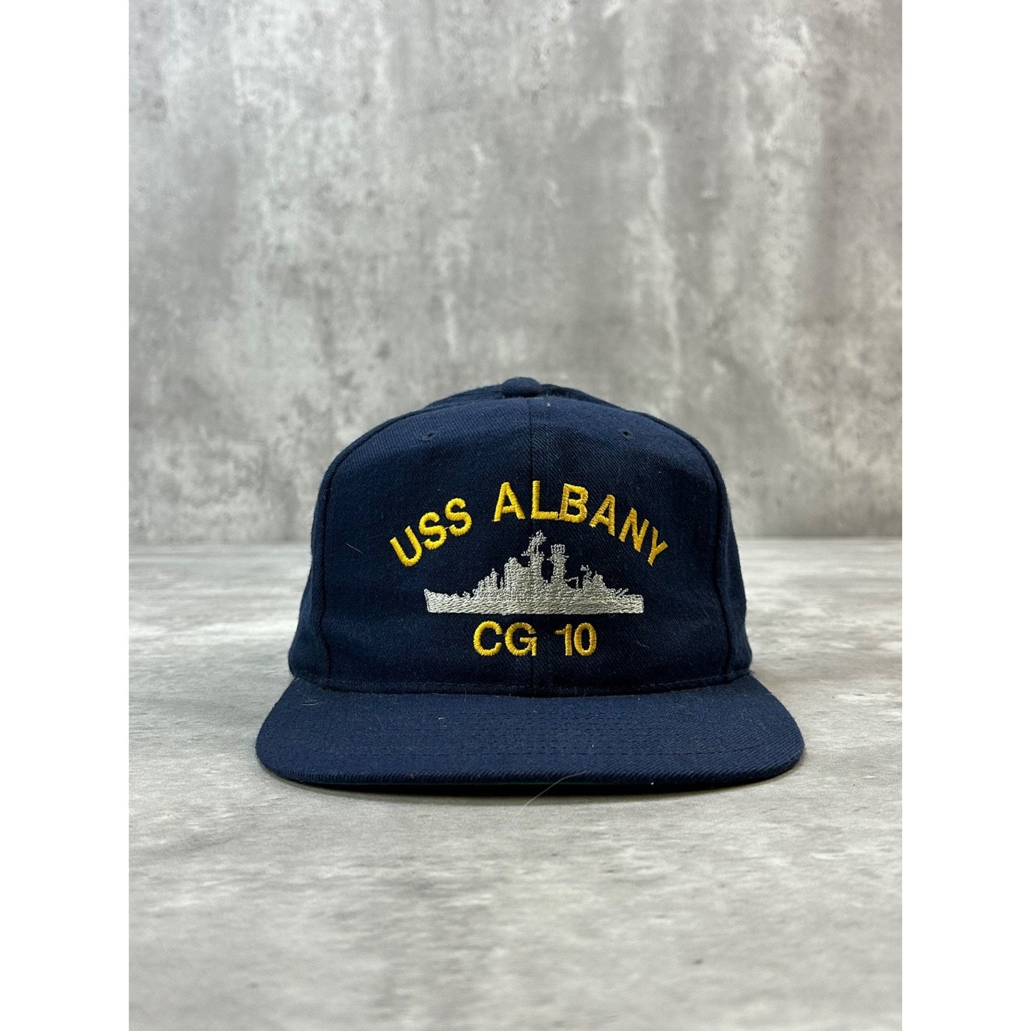 Vintage USS Albany US Navy Military Embroidered Patch Snapback Hat OSFA
