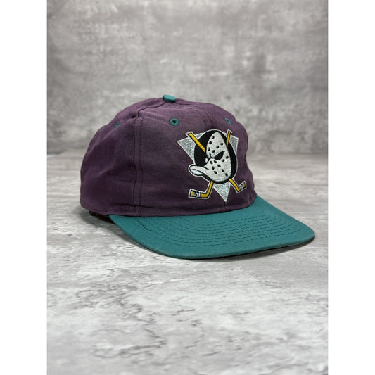 Vintage 90s Anaheim Mighty Ducks NHL Embroidered Logo Hockey Snapback Hat OSFA