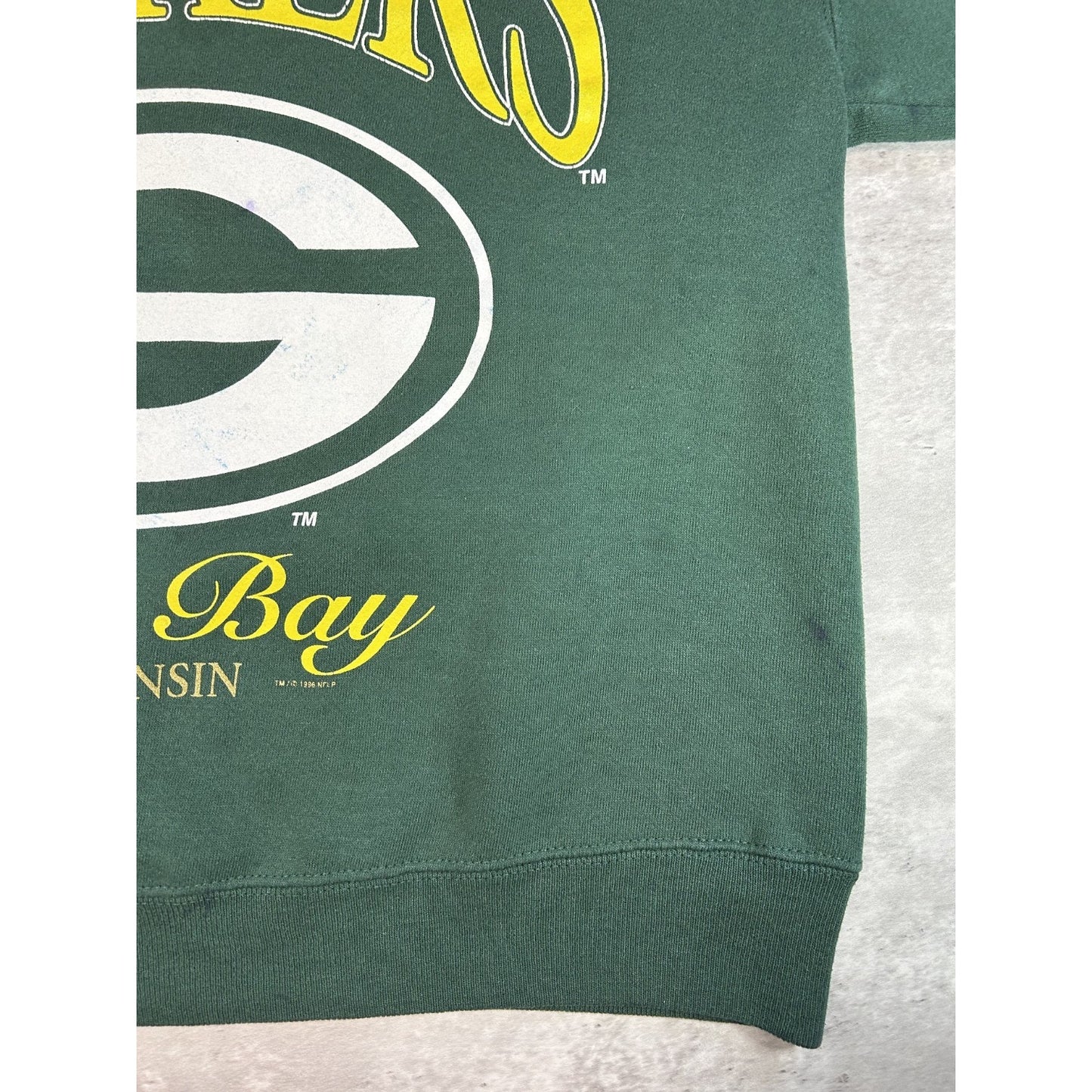 Vintage 1996 Green Bay Packers NFL Big Graphic Football Sweatshirt Size Large
