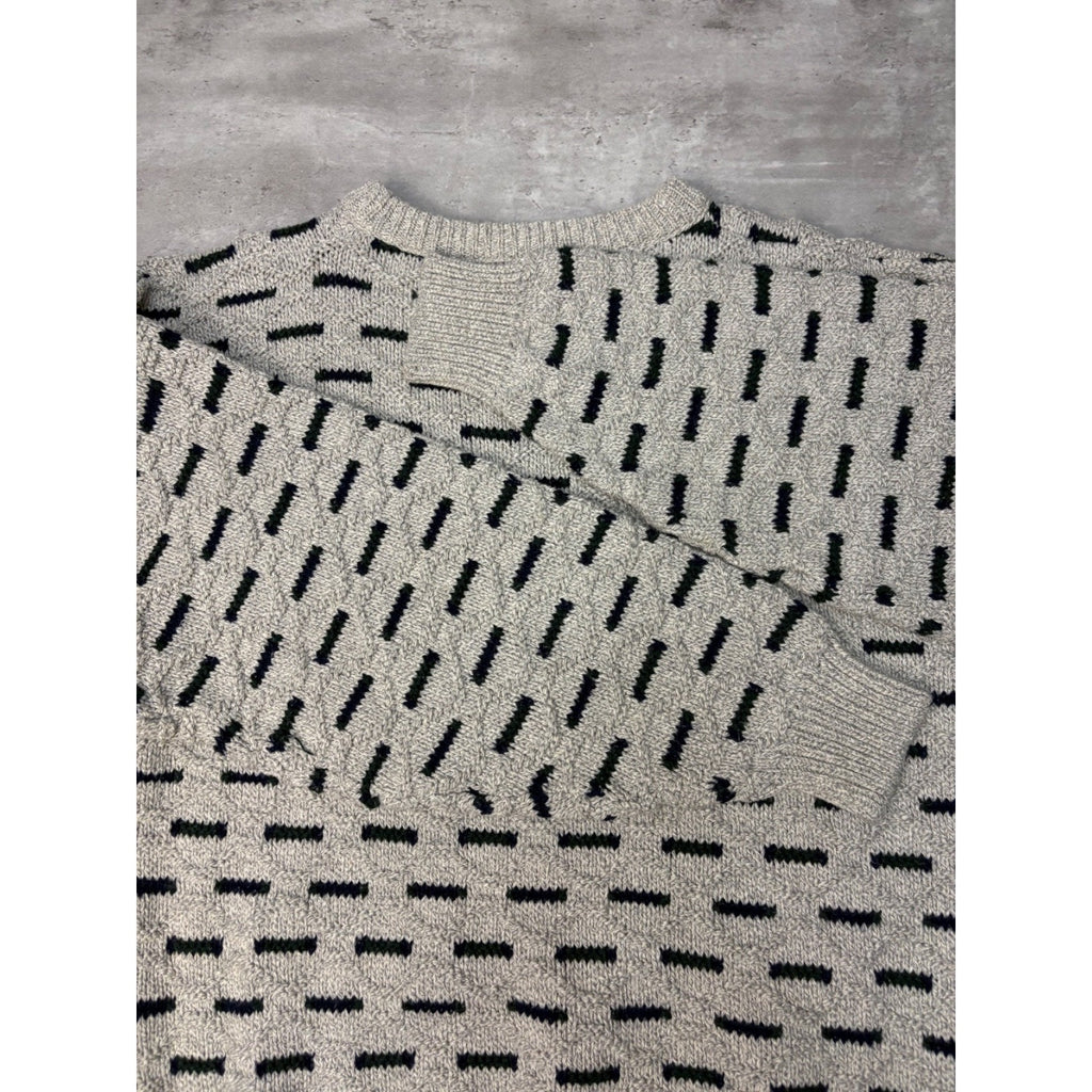 Vintage 90s Savile Row Abstract Pattern Textured Knit Sweater Size Large