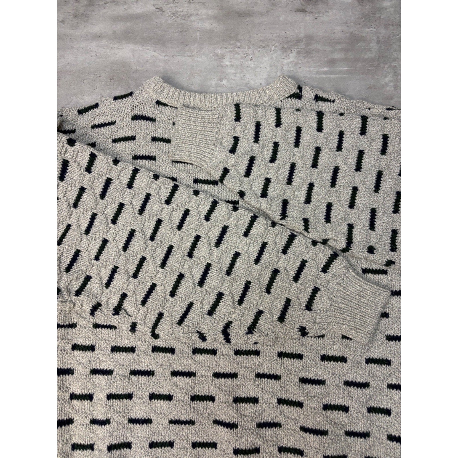 Vintage 90s Savile Row Abstract Pattern Textured Knit Sweater Size Large