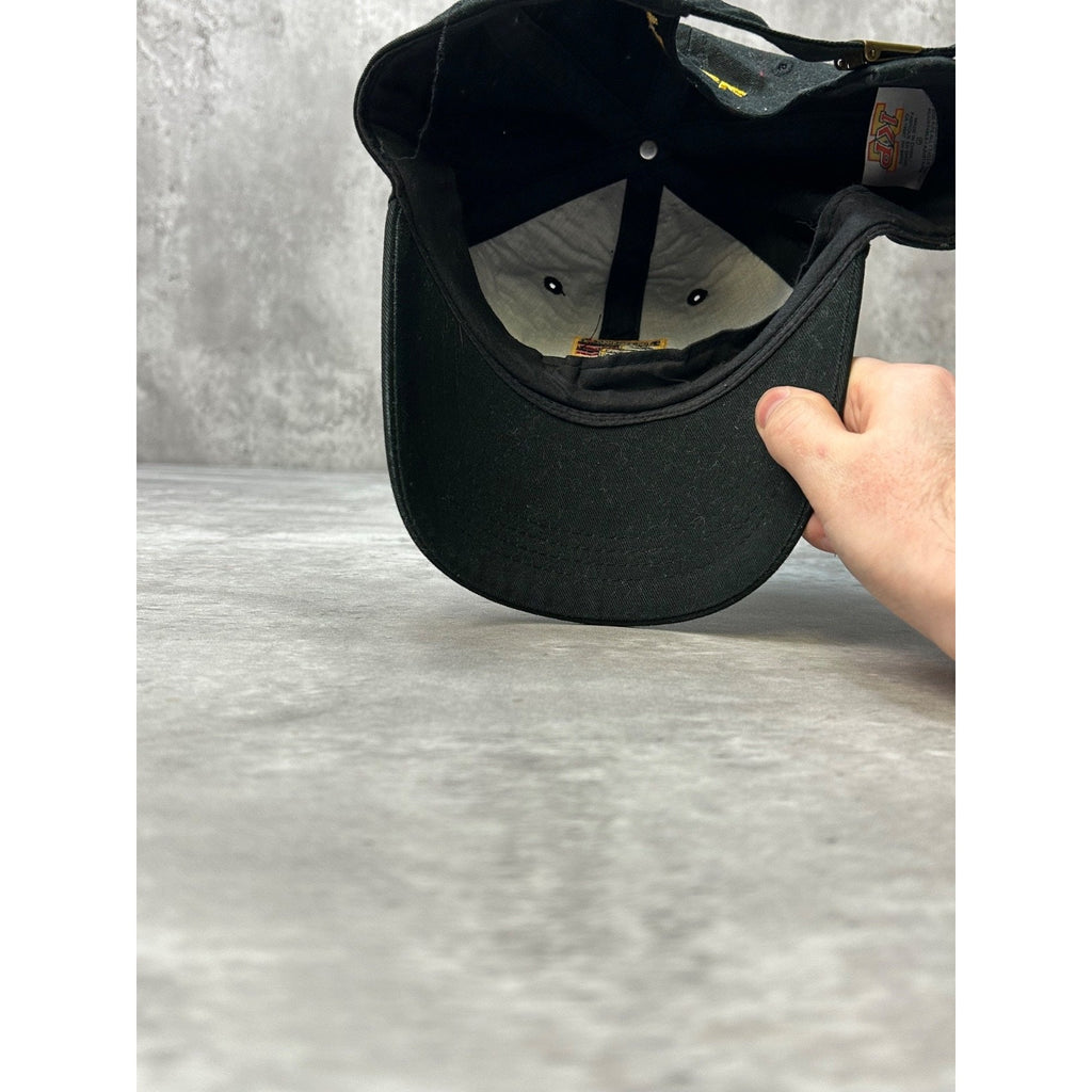 Vintage Porsche Embroidered Logo Black Strapback Hat OSFA