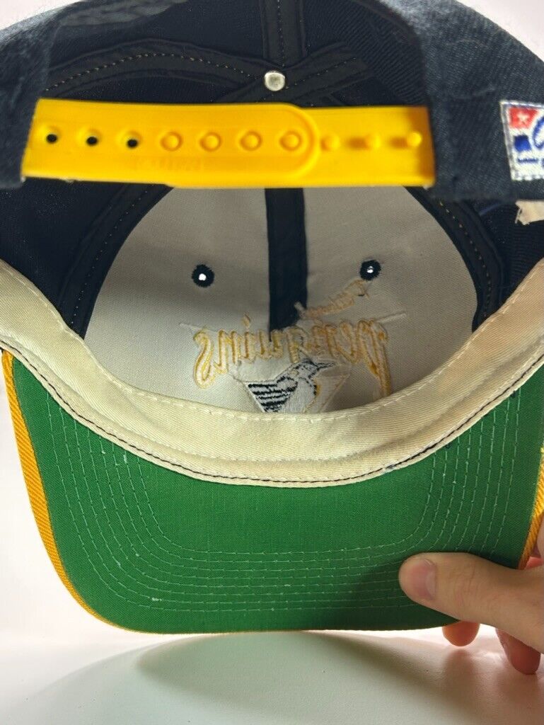 Vintage 90s Pittsburgh Penguins NHL Embroidered Spell Out Snapback Hat OSFA