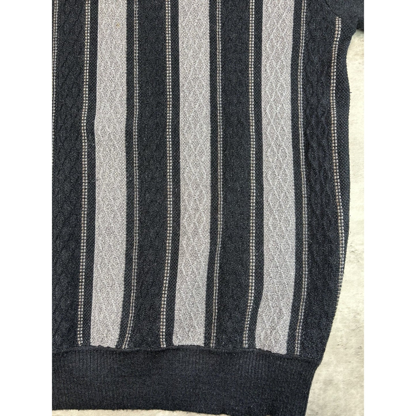 Vintage 90s Sergio Louis Italy Striped 1/4 Zip Knit Sweater Size Large