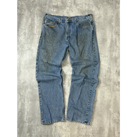 Vintage Carhartt Medium Wash Denim Workwear Pants Size 38 Blue