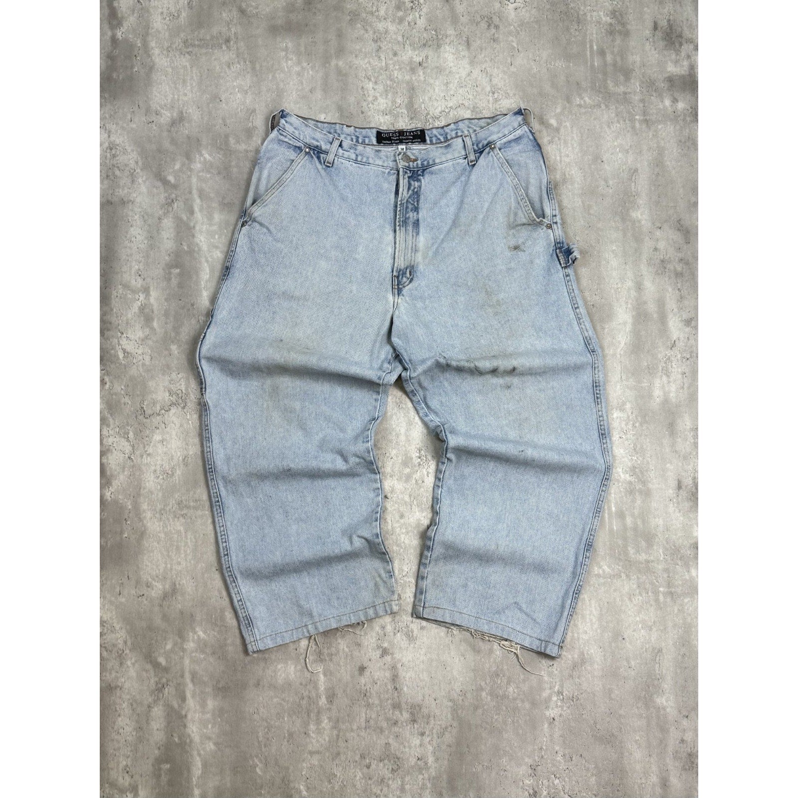 Vintage 90s Guess Jeans Light Wash Denim Carpenter Pants Size 36