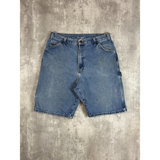 Vintage Dickies Medium Wash Denim Workwear Carpenter Shorts Size 32 Blue