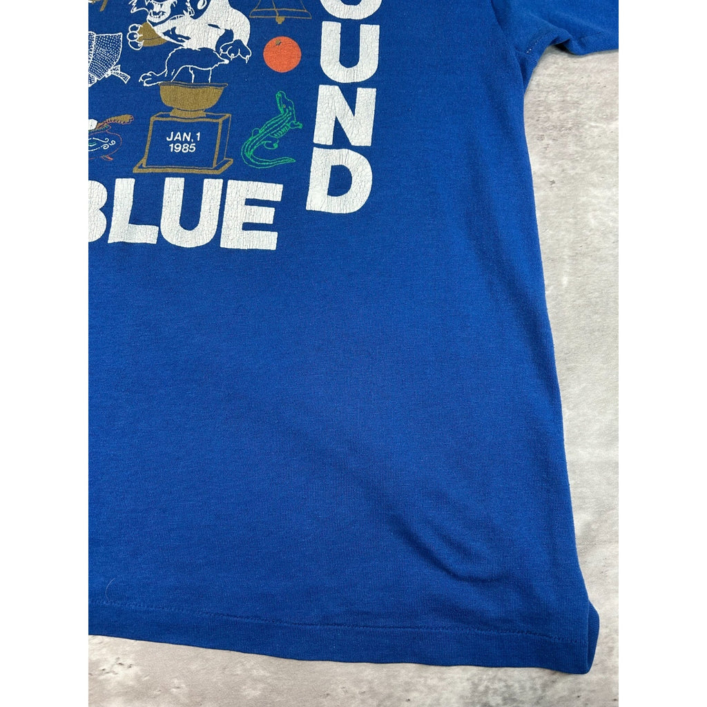 Vintage 1985 Kentucky Wildcats NCAA Bowl Bound Football T-Shirt Size Large Blue