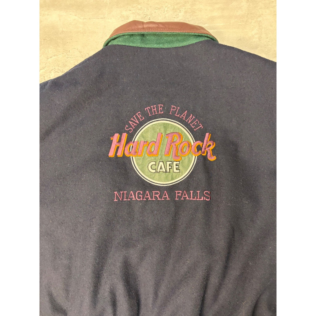 Vintage 90s Hard Rock Cafe Niagara Falls Varsity Style Bomber Jacket Size XL