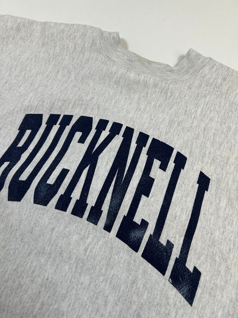 Vintage 90s Bucknell Bisons NCAA Arc Spell Out Collegiate Sweatshirt Sz XL Gray