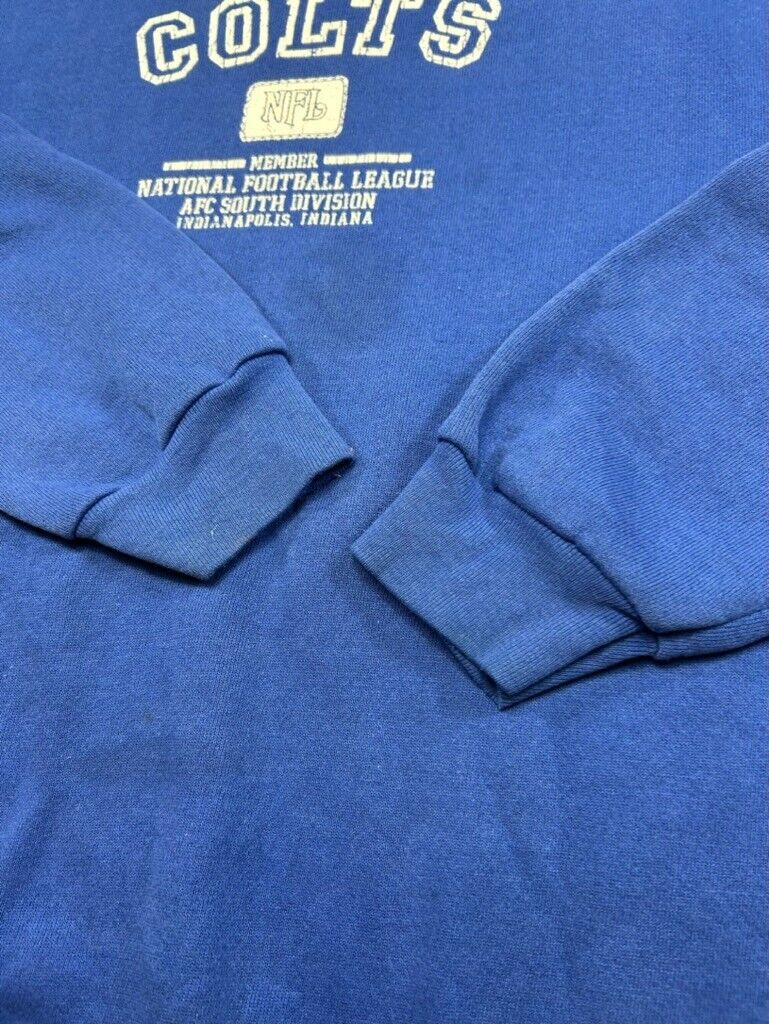 Vintage Indianapolis Colts NFL Spellout Graphic Sweatshirt Size Large Blue