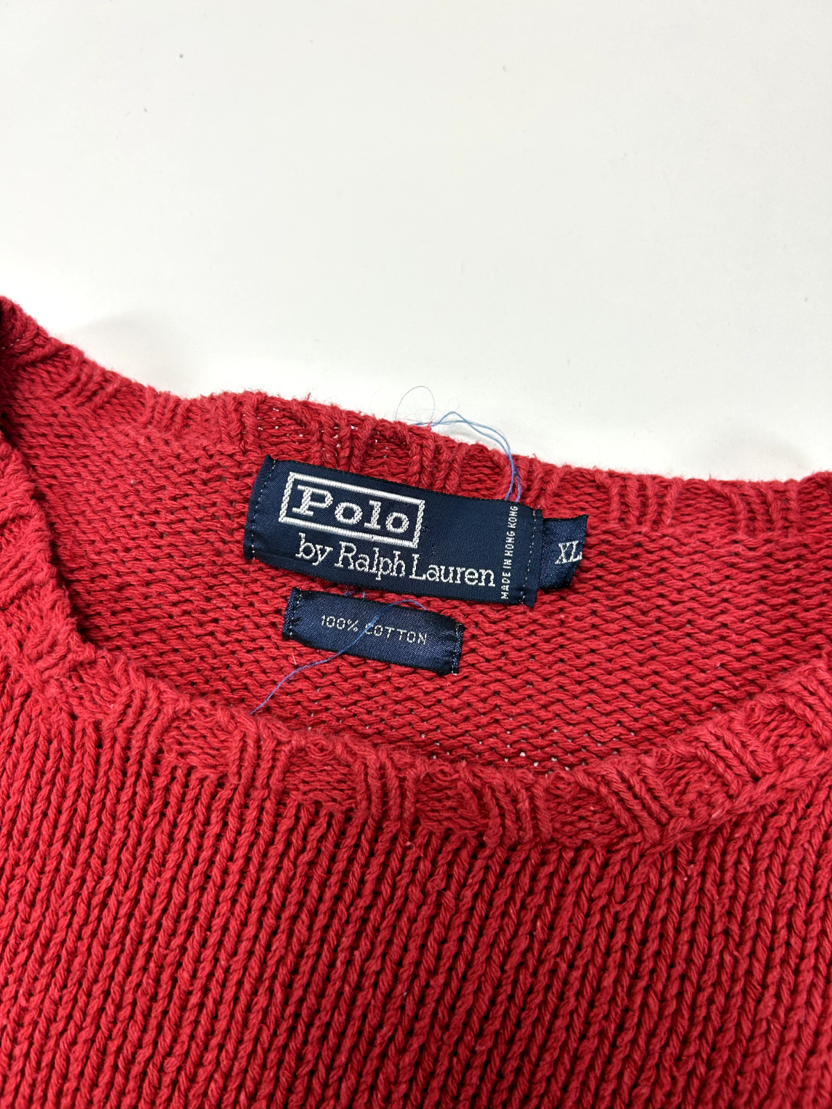 Vintage 90s Polo Ralph Lauren Embroidered Pony Ribbed Knit Sweater Size XL Red