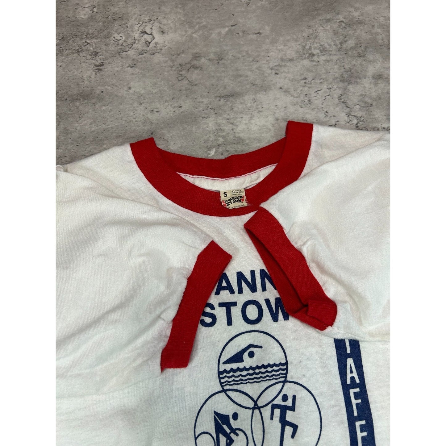 Vintage 1980s 2nd Annual Silver Springs Triathlon Ringer T-Shirt Size Small
