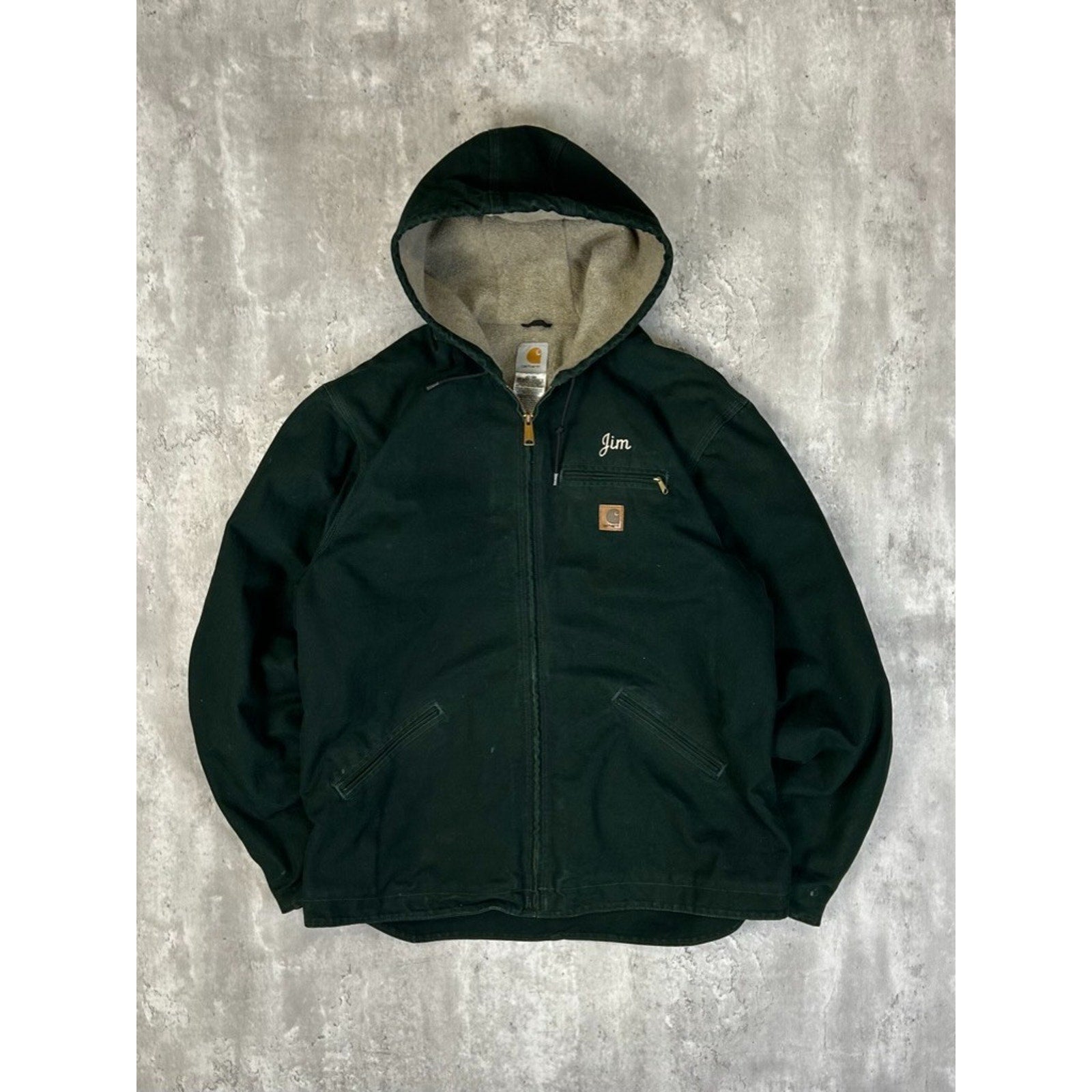 Vintage Carhartt Fleece Lined Canvas Workwear Hooded Detroit Jacket Size XLT