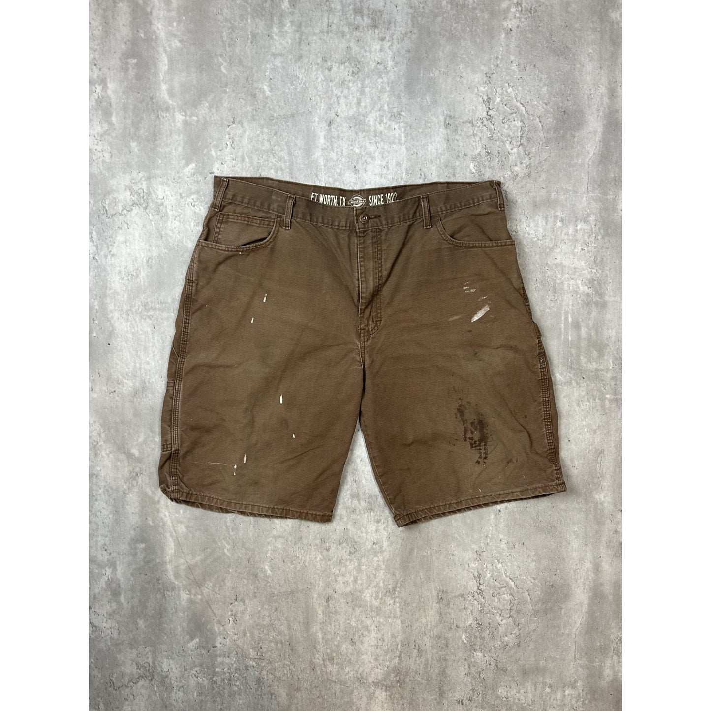 Dickies Canvas Workwear Utility Carpenter Shorts Size 40 Brown
