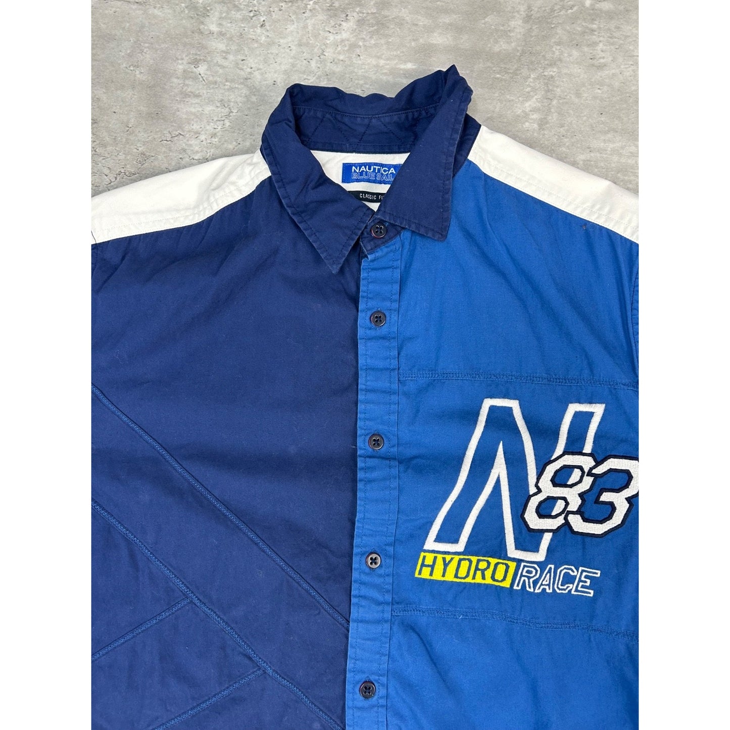 Nautica N83 Hydro Race Embroidered Long Sleeve Button Up Shirt Size Large