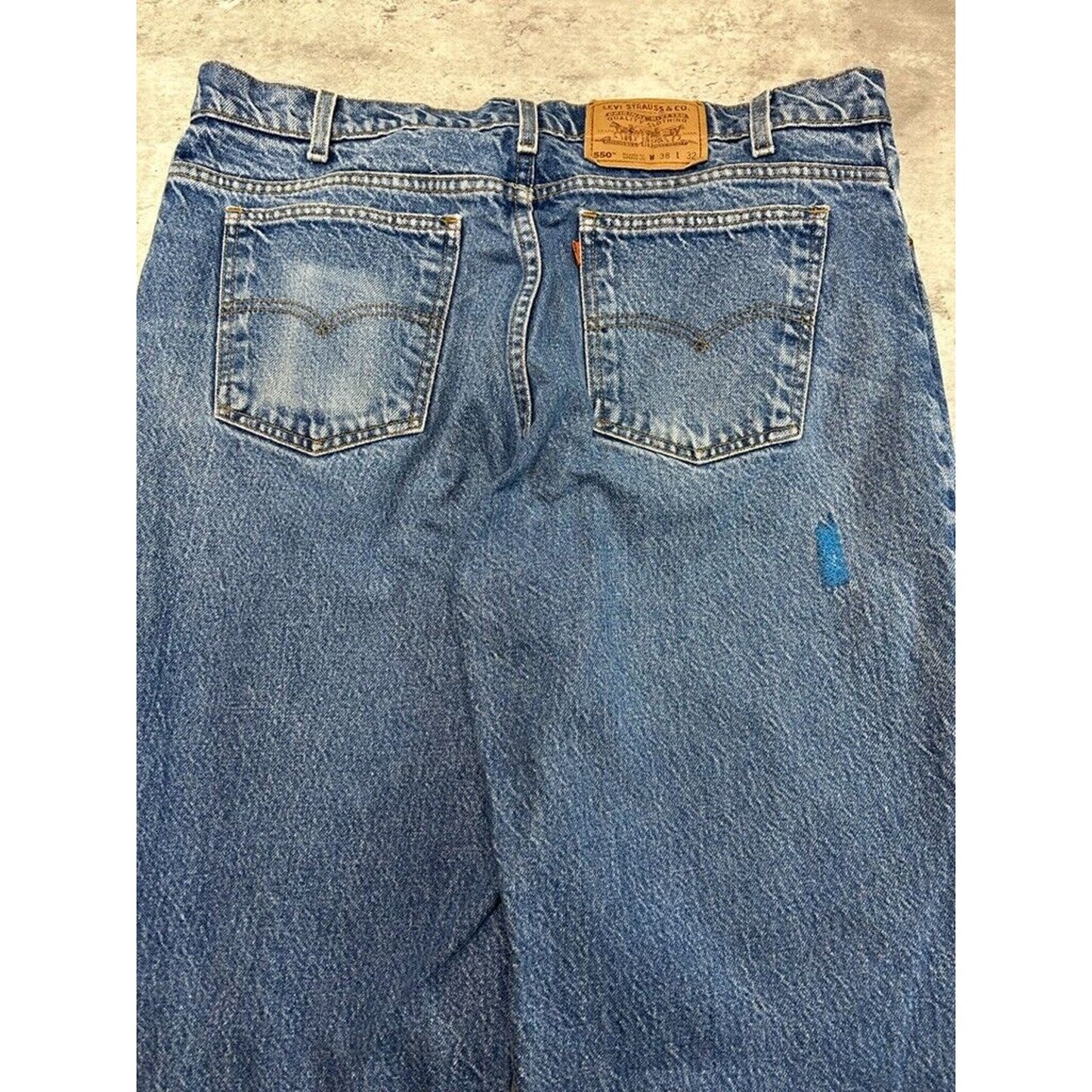 Vintage 80s Levis 550 Orange Tab Relaxed Fit Medium Wash Denim Pants Size 37