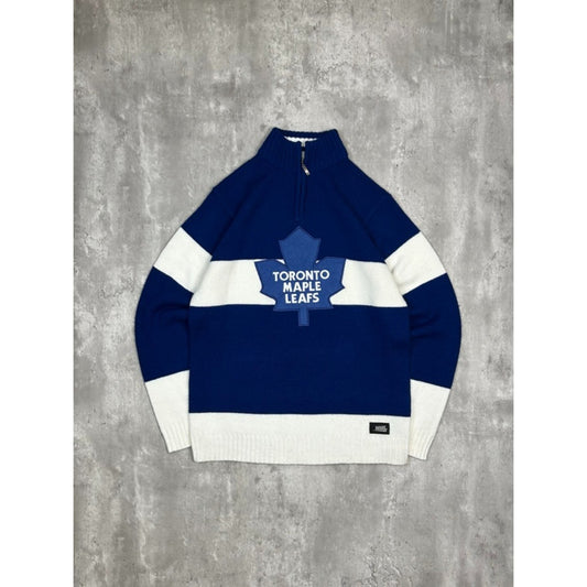 Vintage Toronto Maple Leafs Embroidered Logo 1/4 Zip Knit Sweater Size Medium