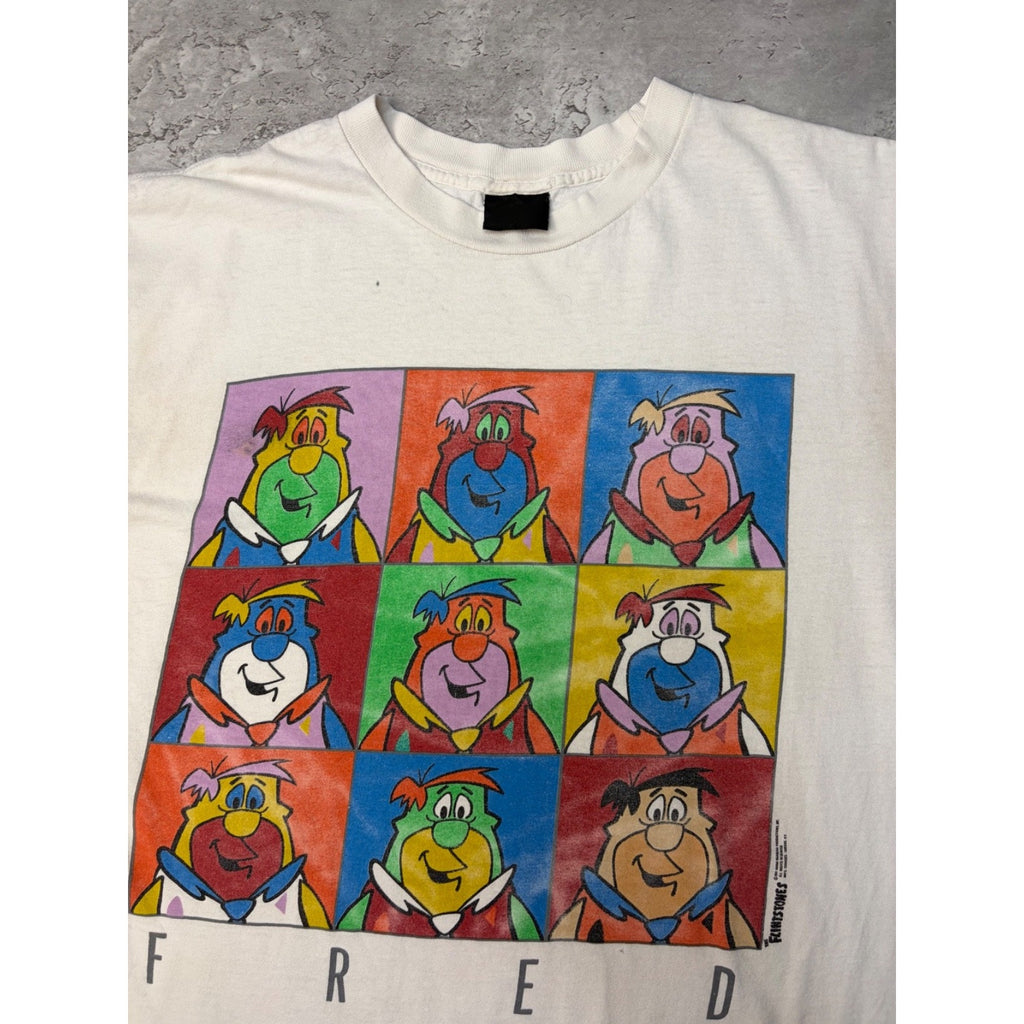 Vintage 1991 Fred Flintstone Warhol Style Cartoon Graphic T-Shirt Size Large