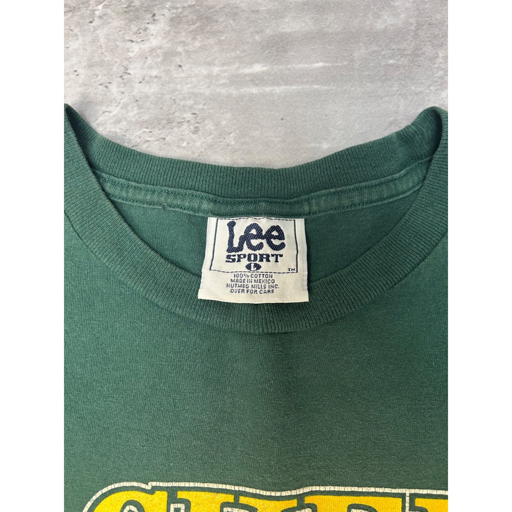Vintage 1997 Green Bay Packers NFL Spellout Logo Graphic T-Shirt Size Large