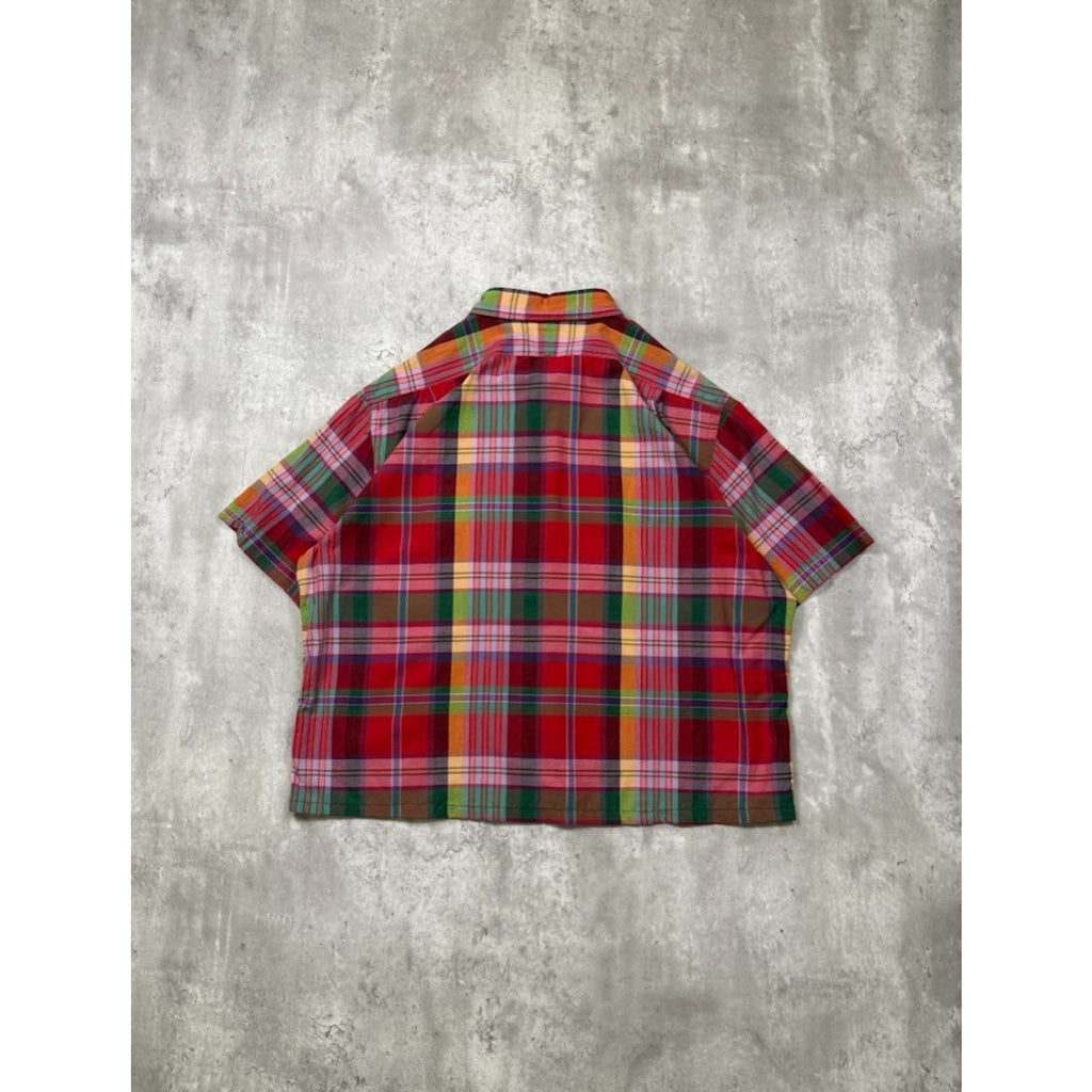 Vintage Polo Ralph Lauren Double Pocket Plaid Cropped Button Up Shirt Size XL