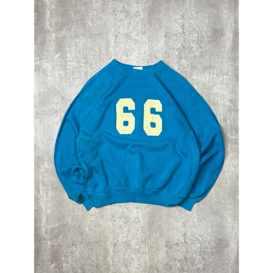 Vintage 80s/90s #66 Graphic Distressed Sweatshirt Size Medium Blue