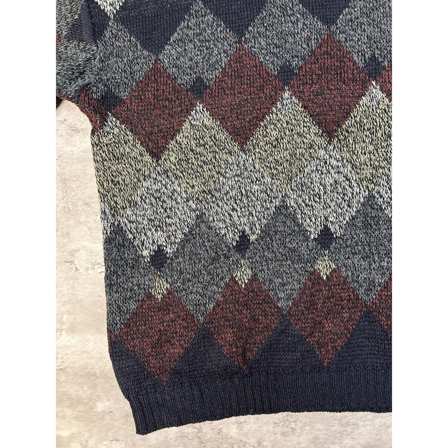 Vintage Puritan Diamond Stripe Print Pullover Knit Sweater Size Medium