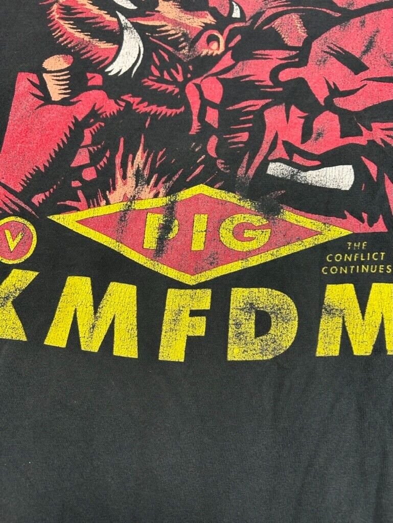 Vintage 90s KMFDM Pig Graphic Music Band Longsleeve T-Shirt Size XL