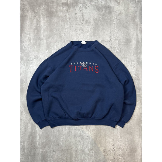 Vintage 90s Tennessee Titans NFL Embroidered Spellout Football Sweatshirt Sz XL