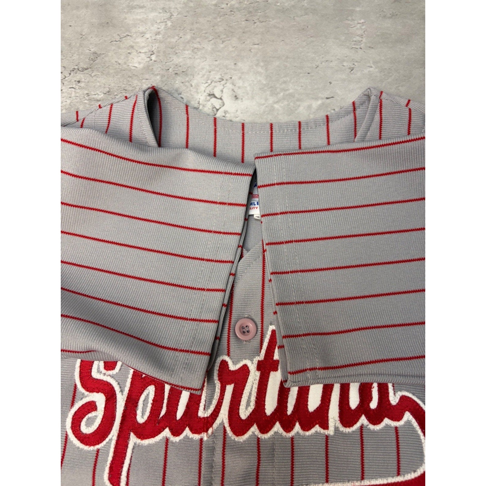 Vintage 80s/90s Spartans Pinstripe Stitched Baseball Jersey Size Small