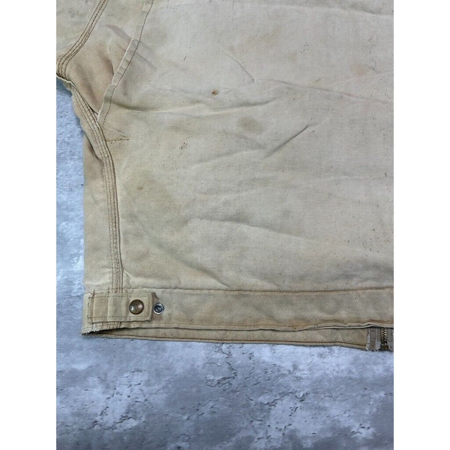 Vintage 80s Carhartt Quilted Lined Canvas Workwear Detroit Jacket Size XL Beige