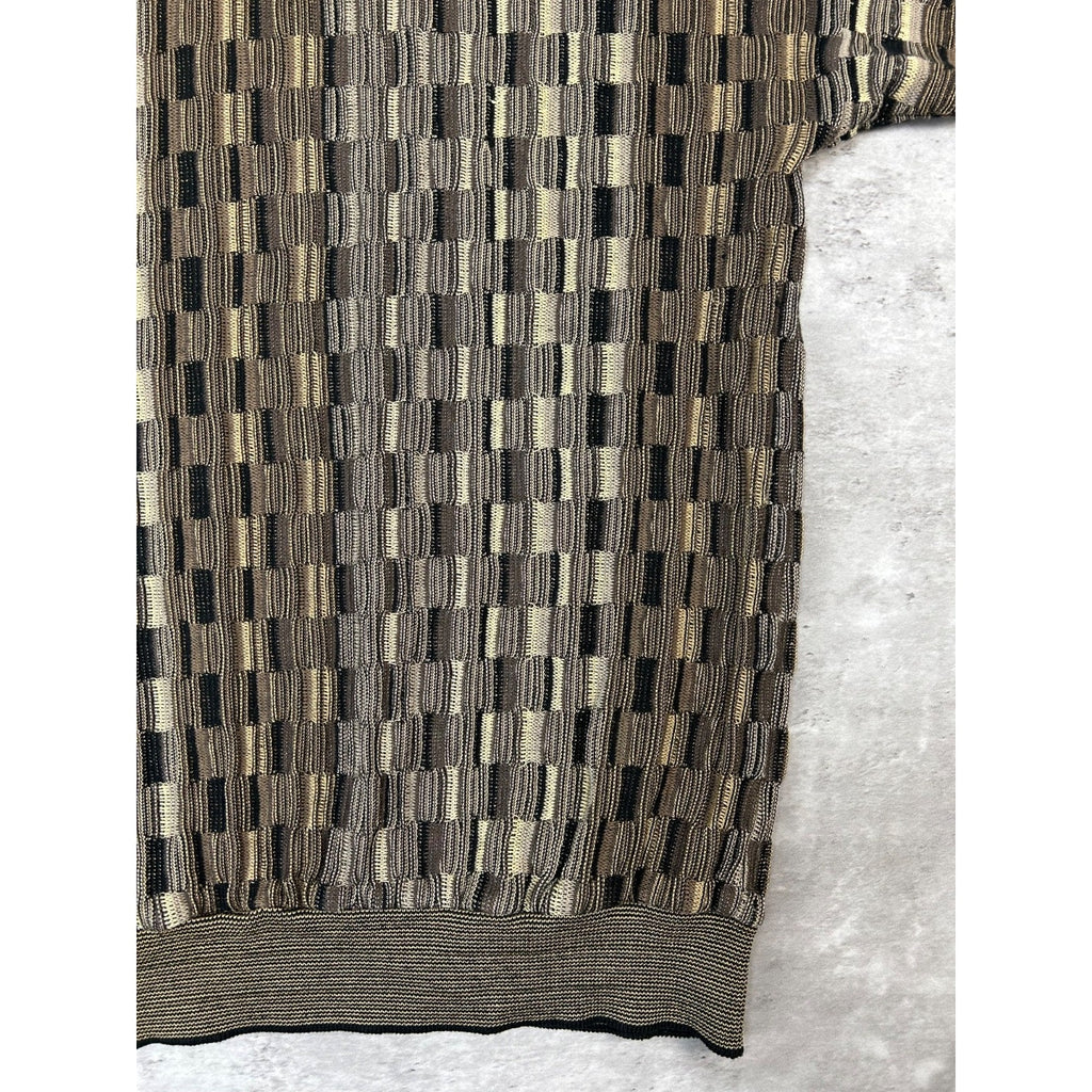 Vintage 90s Tundra 3D Checkered Print Pullover Lightweight Knit Sweater Sz Large