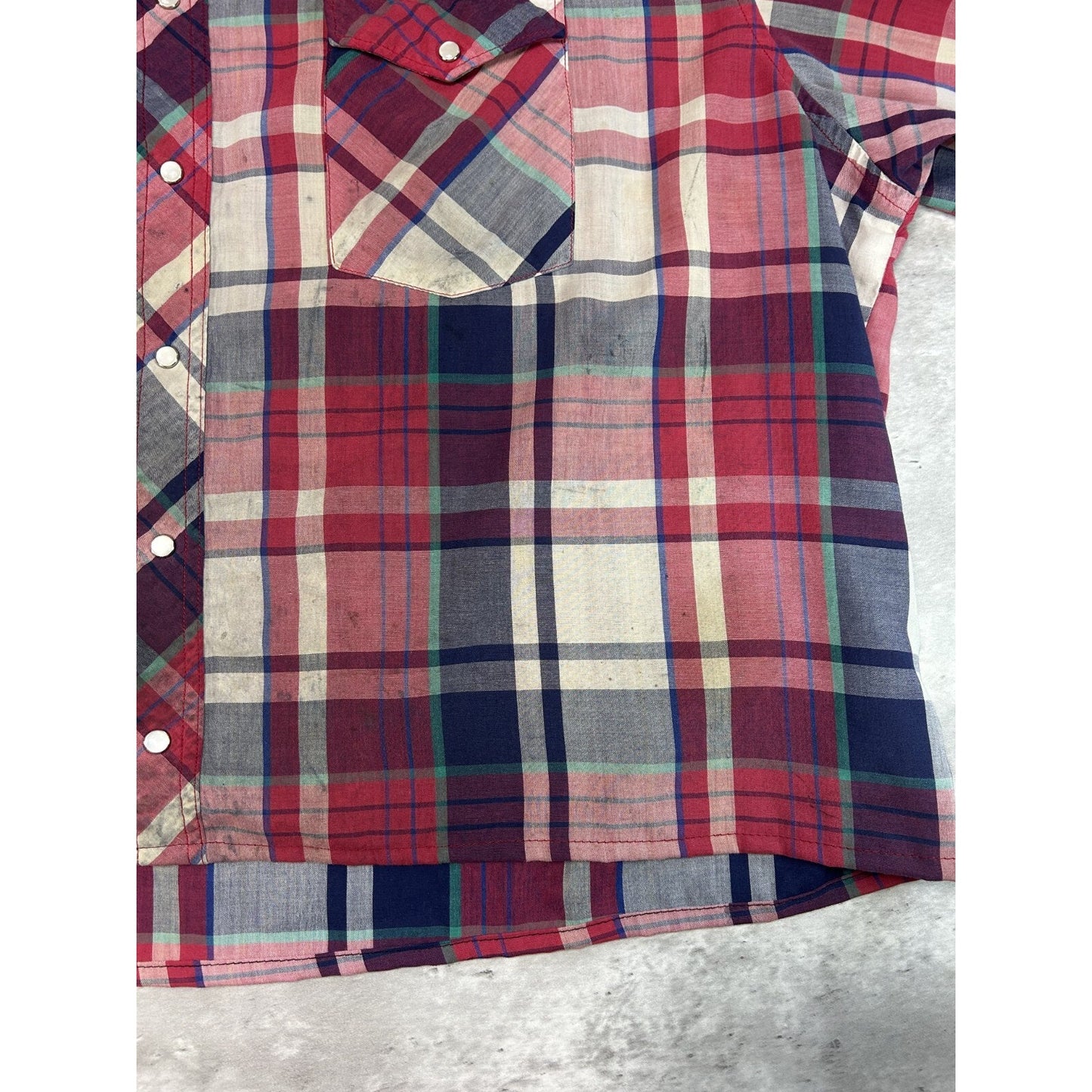 Vintage 90s Wrangler Pearl Snap Plaid Reworked Cropped Button Up Shirt Sz 2XL